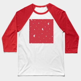 Stars and moons red pattern Baseball T-Shirt